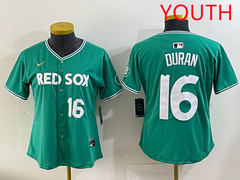 Youth 2025 Boston Red Sox #16 Duran Dark Green Joint Name Nike MLB Jersey style 1